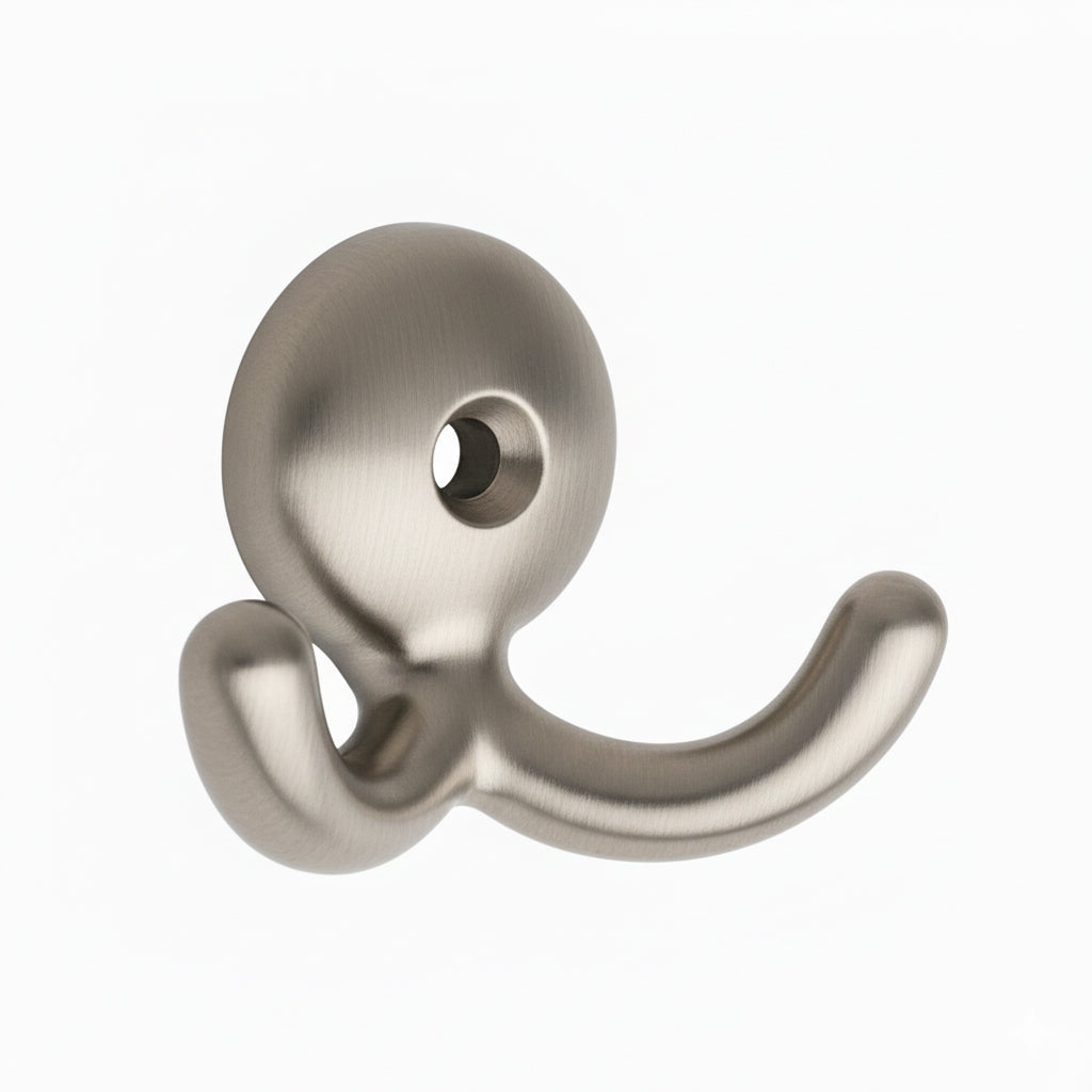 Mantelhaken Aluminium-Guss, klein vernickelt doppelt