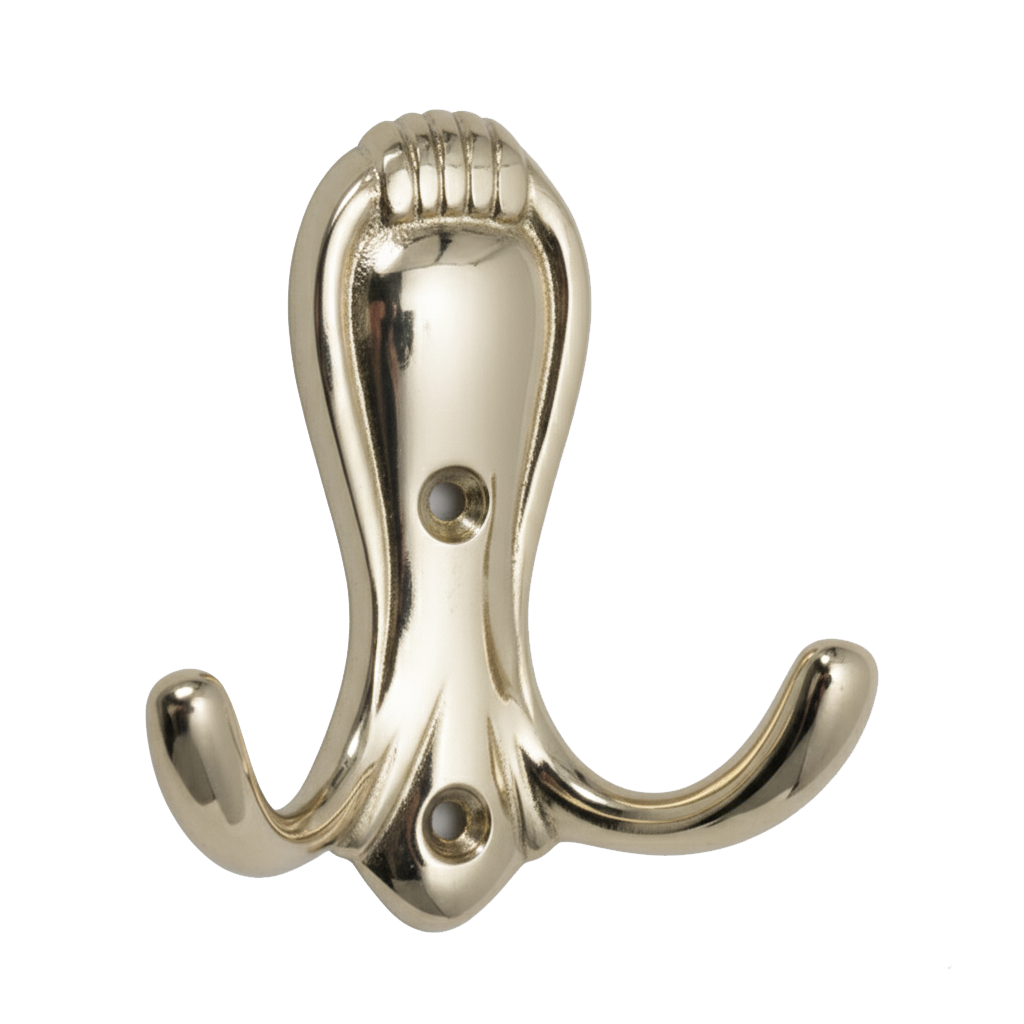 klassischer wandhaken in messing vernickelt