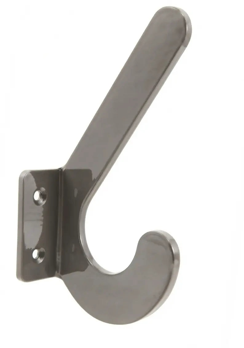 Moderner Design-Wandhaken BEN in Perlmausgrau aus gebogenem Metall, ausgezeichnet mit dem Iserlohner Haken Award.