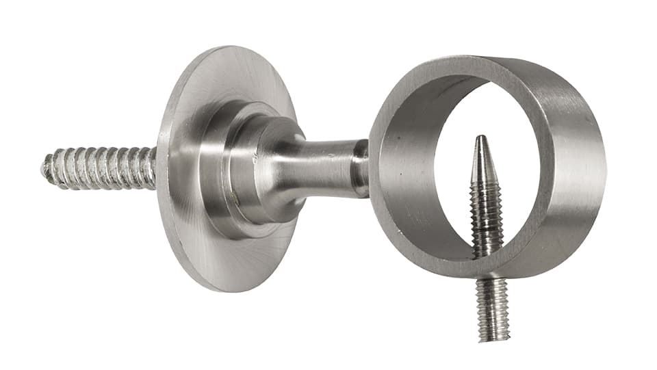 Seilhalter mit Stockschraube Messing matt vernickelt, für Seil-Ø 30 mm