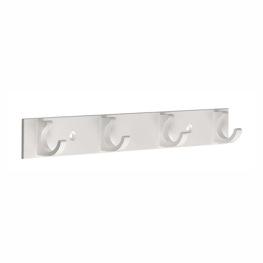 Weiße Hakenleiste aus Aluminium mit 4 Haken