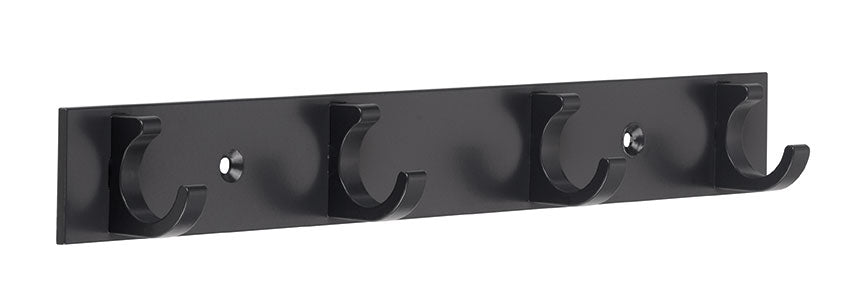 Schwarze Hakenleiste aus Aluminium mit 4 Haken