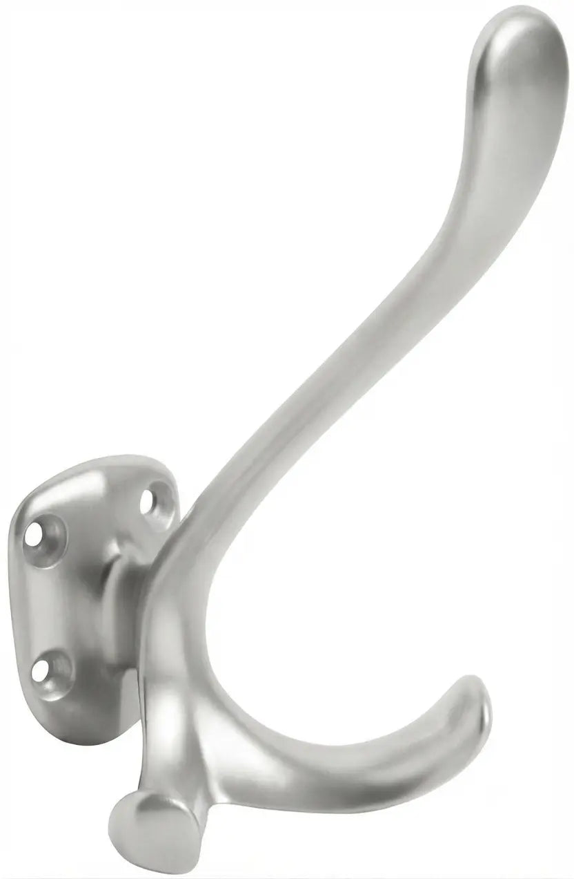 Iserlohner Haken Ernst Hunke Aluminium-Klassiker Garderobenhaken in Silberfarbig eloxiert in Frontansicht.