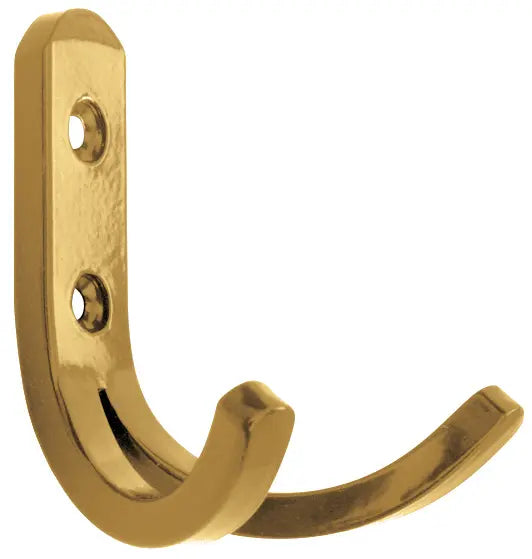 Klassischer Mantelhaken mit zwei Haken in der Farbe Gold.