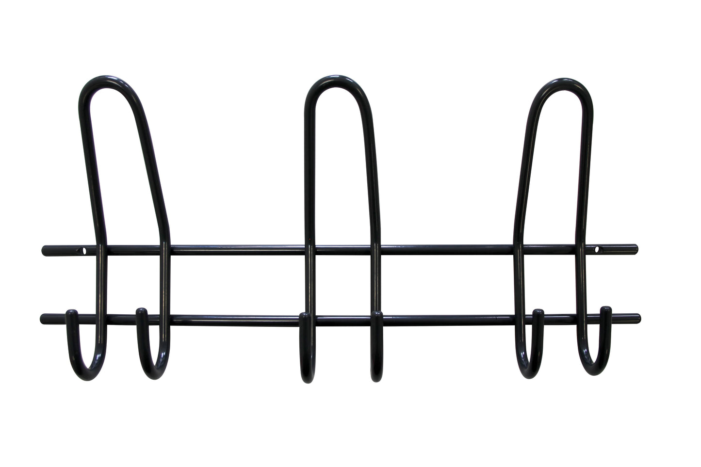 Moderne Wandgarderobe aus schwarzem Metall mit 3 Doppel-Haken in minimalistischem Schlaufen-Design