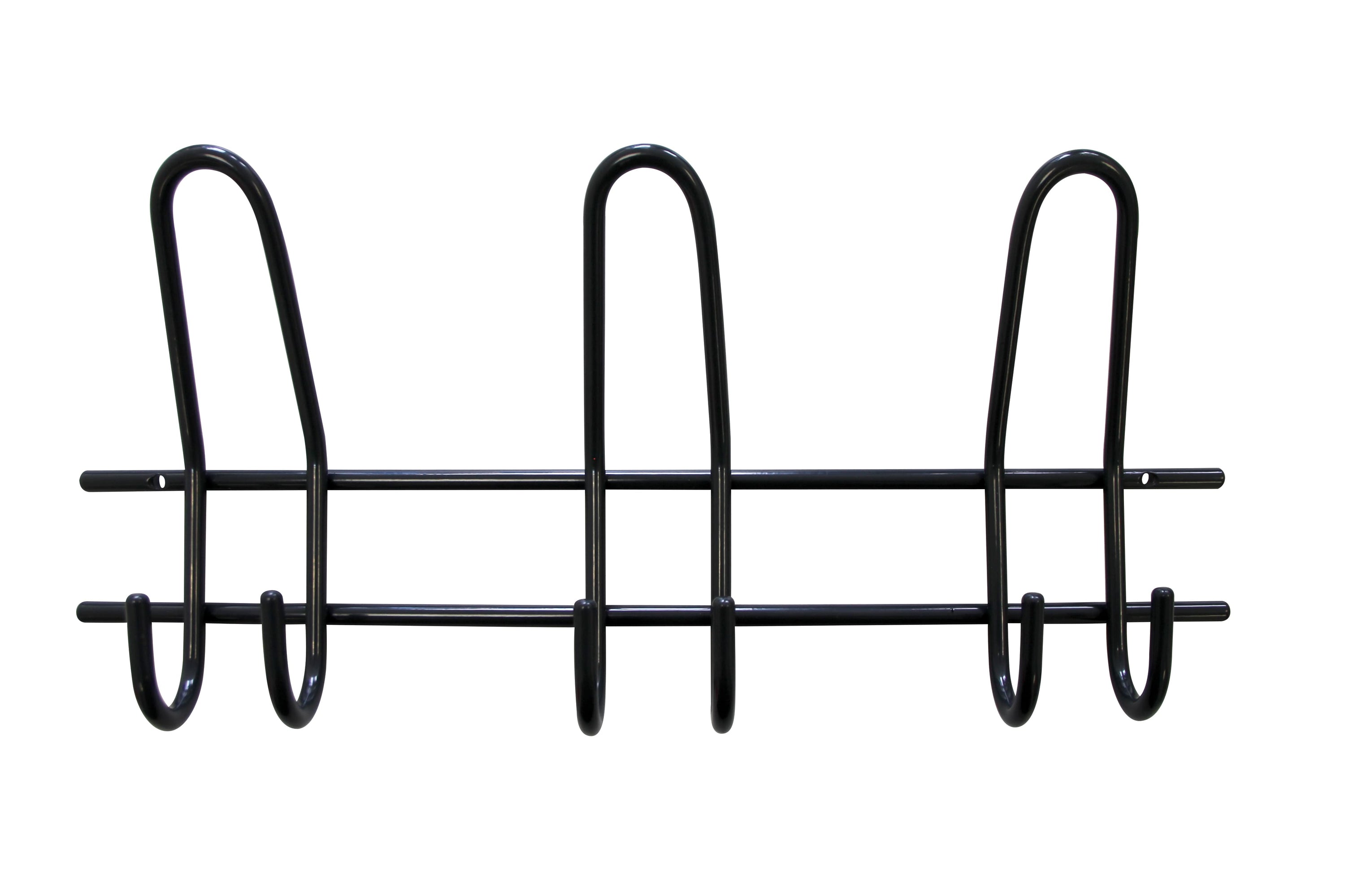 Moderne Wandgarderobe aus schwarzem Metall mit 3 Doppel-Haken in minimalistischem Schlaufen-Design