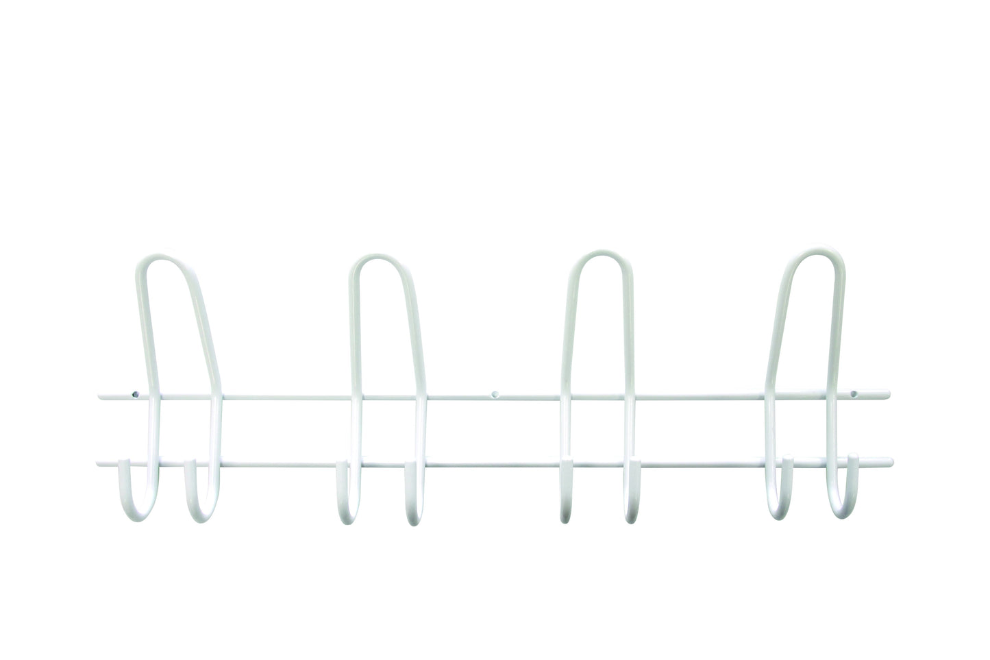 Moderne Wandgarderobe aus weißem Metall mit 4 Doppel-Haken in minimalistischem Schlaufen-Design