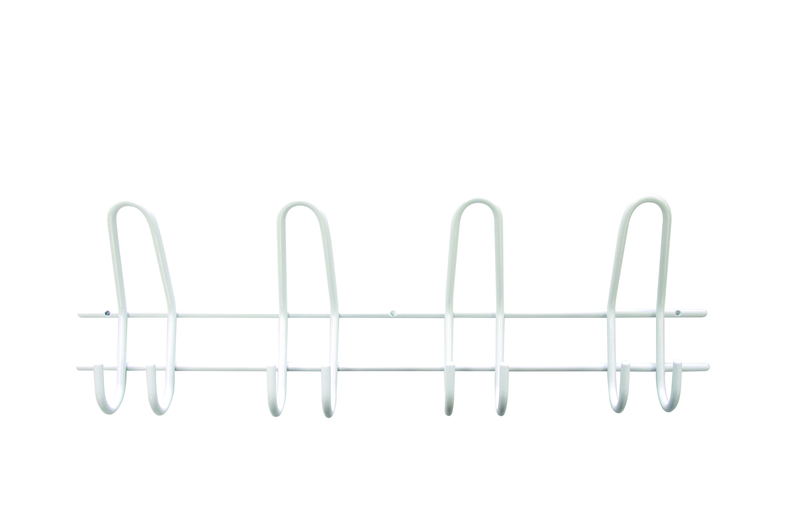 Moderne Wandgarderobe aus weißem Metall mit 4 Doppel-Haken in minimalistischem Schlaufen-Design