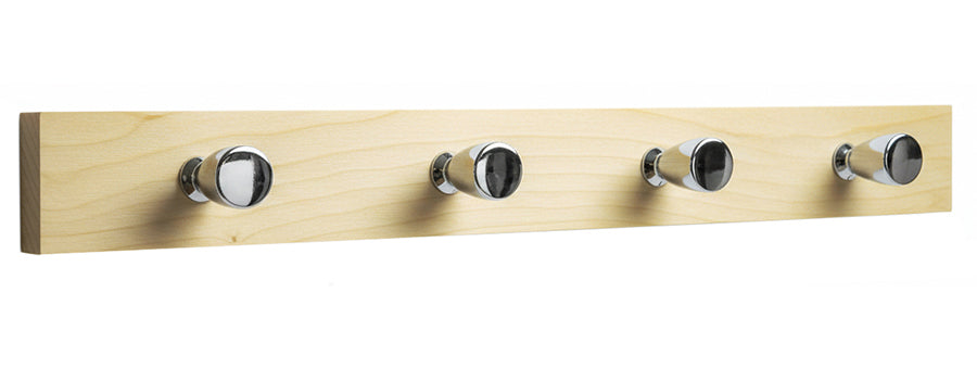 **NEU** Kurze Garderobenleiste mit vier silberfarbenen Knopfhaken
