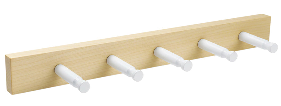 **NEU** Kurze Garderobenleiste mit fünf weißen Stifthaken