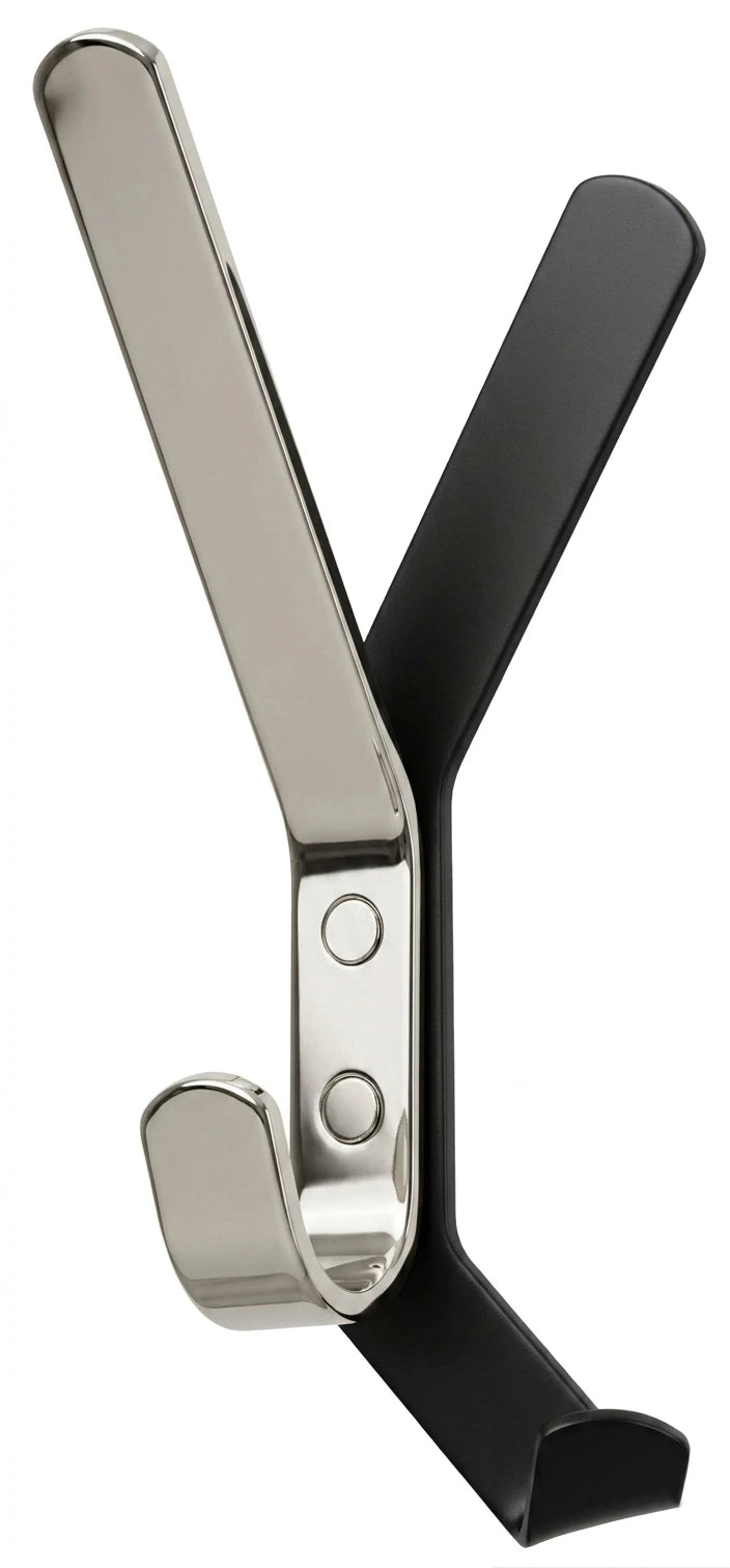 Der minimalistische SCHATTENWURF Doppel-Wandhaken in Nickel blank von Kirchhoff und Euwens aus Iserlohner Fertigung.