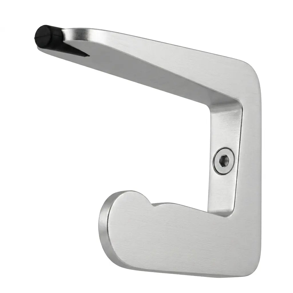 8er Hut- und Mantelhaken mit Türstopper von Jan Kleihues, Aluminium silber eloxiert