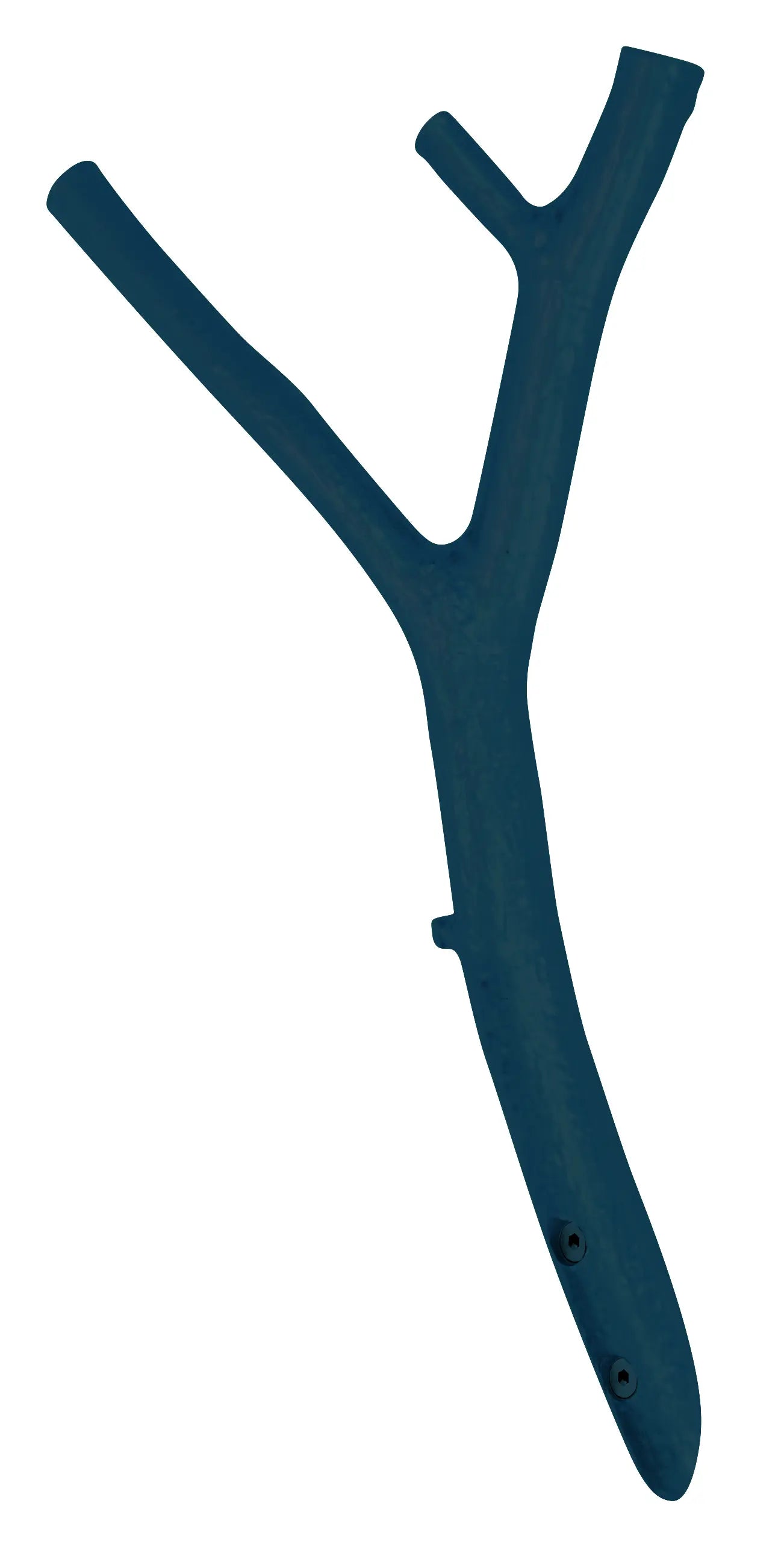 AST Design-Garderobenhaken von Hullmann-Gimmler mit natürlicher Ast-Struktur in RAL 5003 Saphirblau.