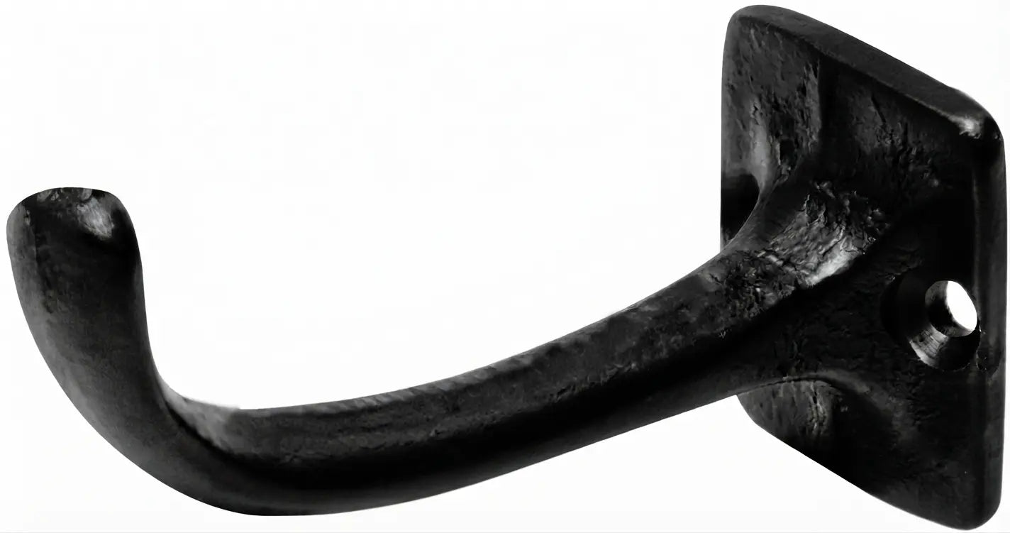 Rustikaler Garderobenhaken in Gusseisen schwarz.