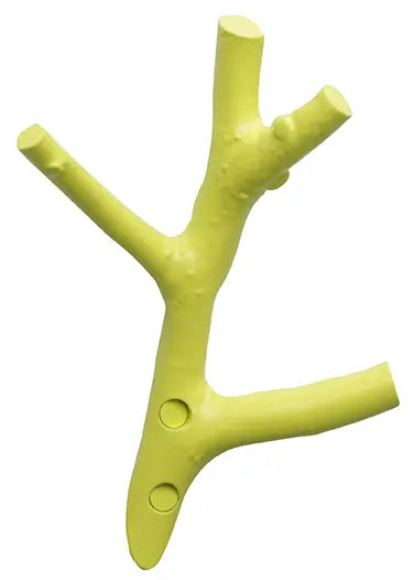 Design-Garderobenhaken in Ast-Form, Farbe RAL 1016 Schwefelgelb, von Hullmann & Gimmler, minimalistisches Design aus Metall.