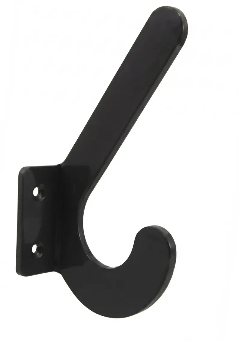 Moderner Design-Wandhaken BEN in Schwarz aus gebogenem Metall, ausgezeichnet mit dem Iserlohner Haken Award.