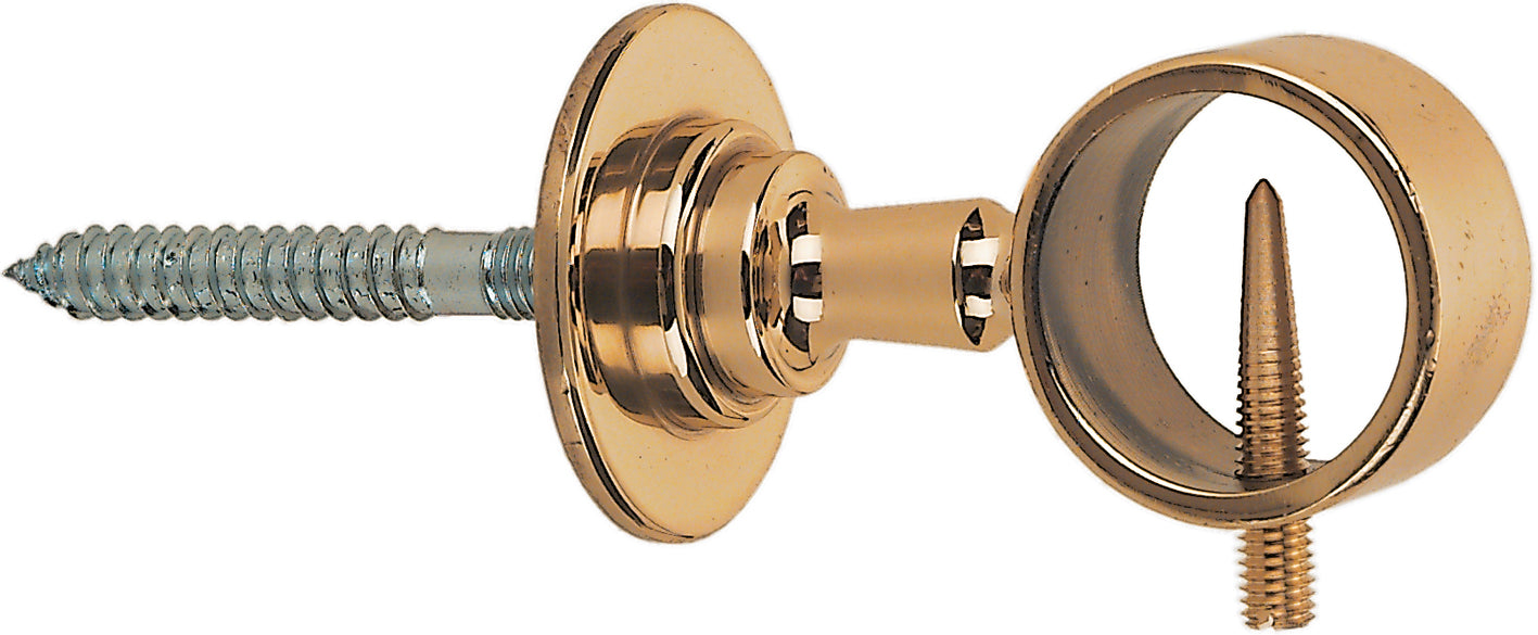 Seilhalter mit Stockschraube Messing poliert Ø 30 mm