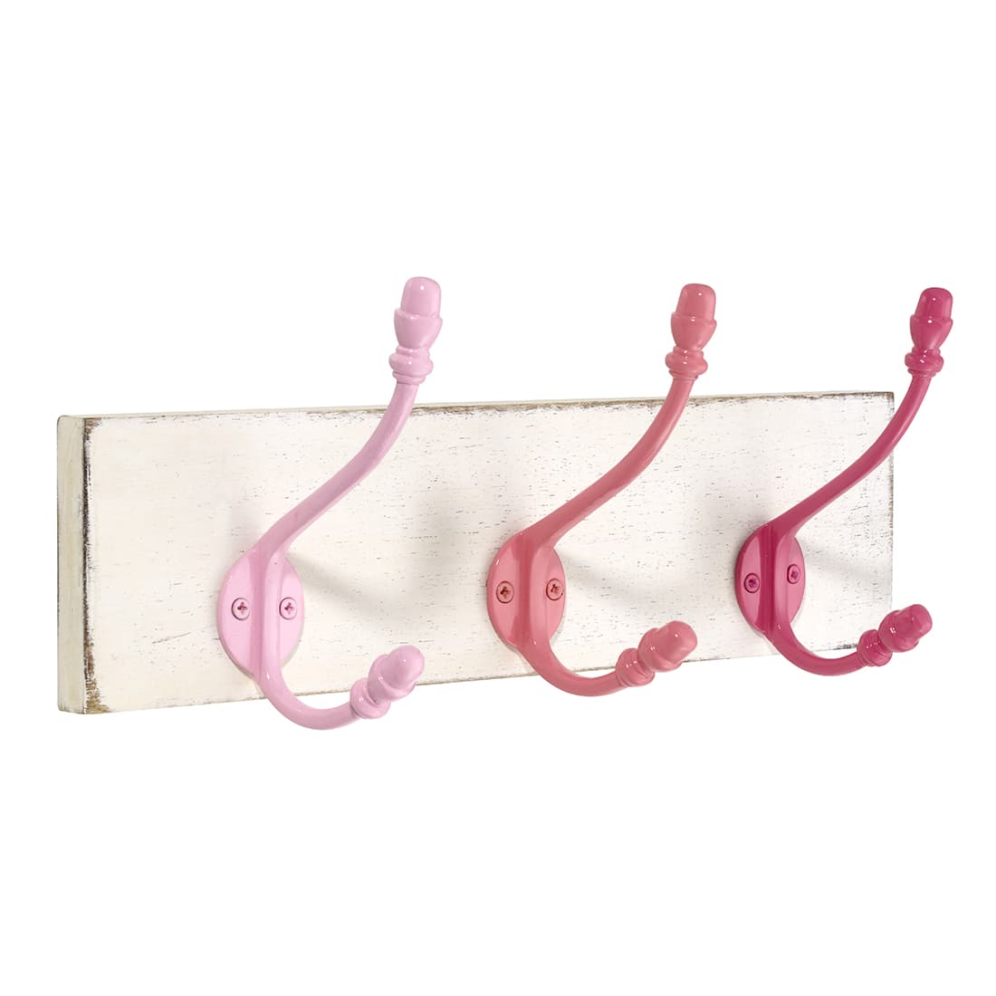 Shabby Chic Garderobenleiste Holz mit Rosa haken