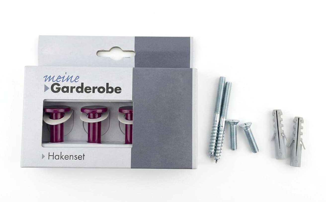 4er-Haken-Set mit Befestigungsmaterial